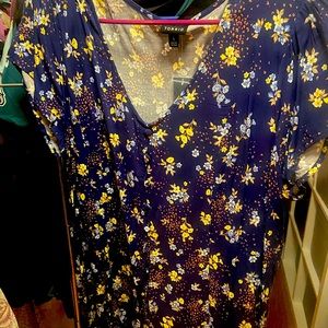 Torrid challis top with corset ties on back.